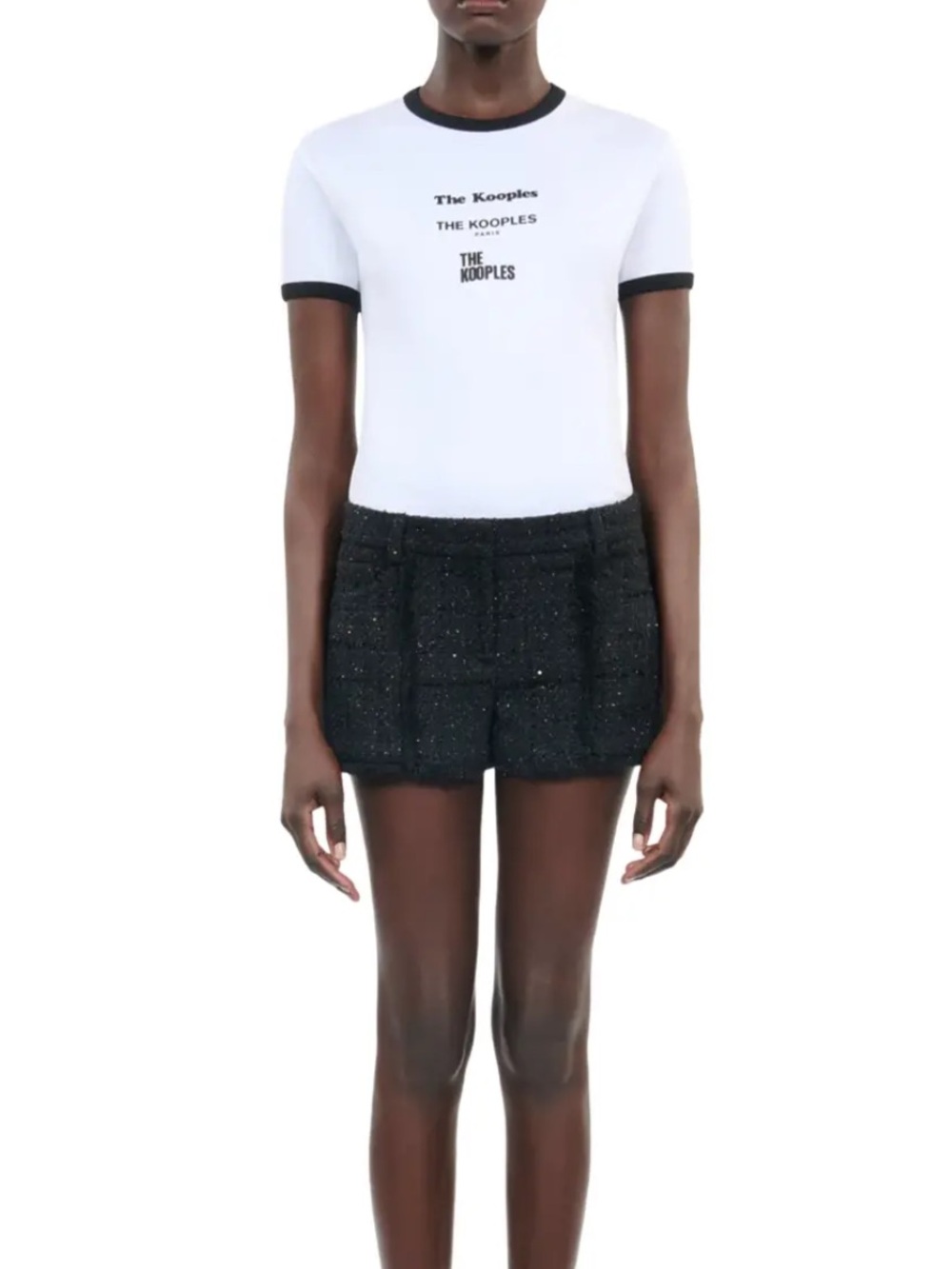 The Kooples Fitted Tweed Sequin High Waist dress Shorts Black 4‎ Fits US 12–14